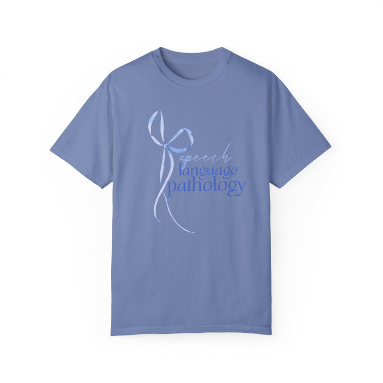 blue bow speech language pathology comfort colors tee