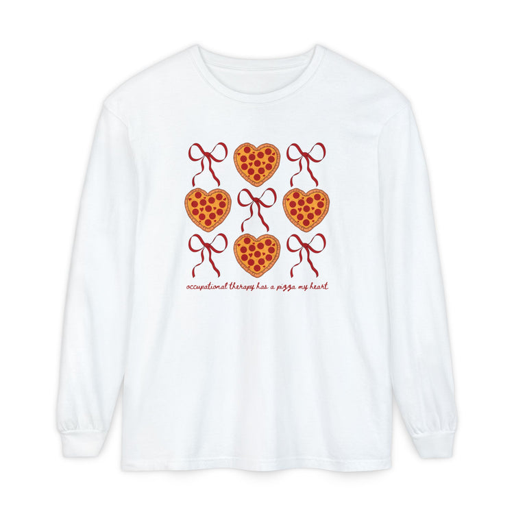 OT has a pizza my heart comfort colors long sleeve tee