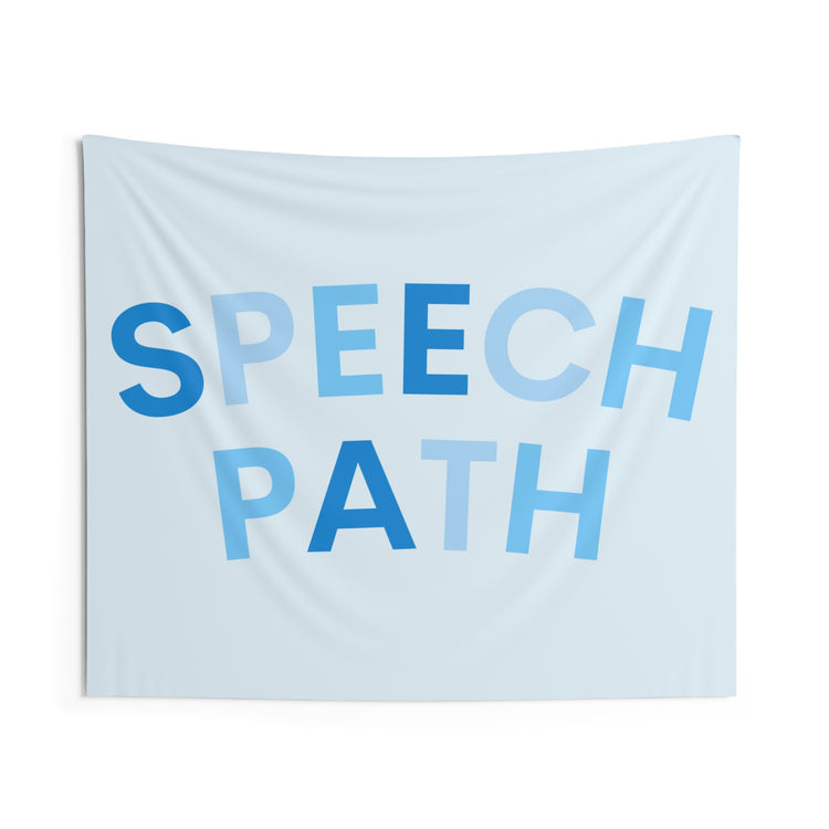 blue speech path arch WALL TAPESTRY