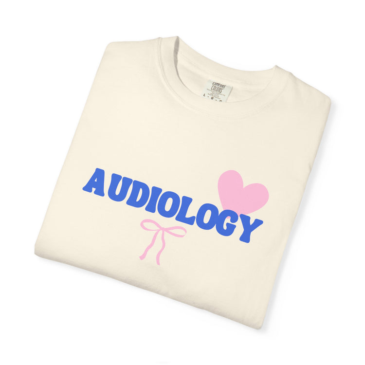 audiology heart + bow comfort colors tee
