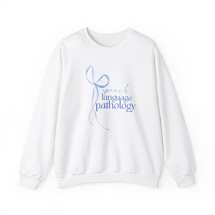 blue bow speech language pathology crewneck