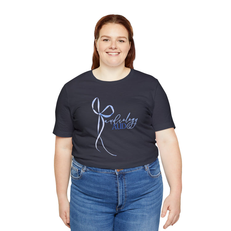 blue bow audiology short sleeve tee