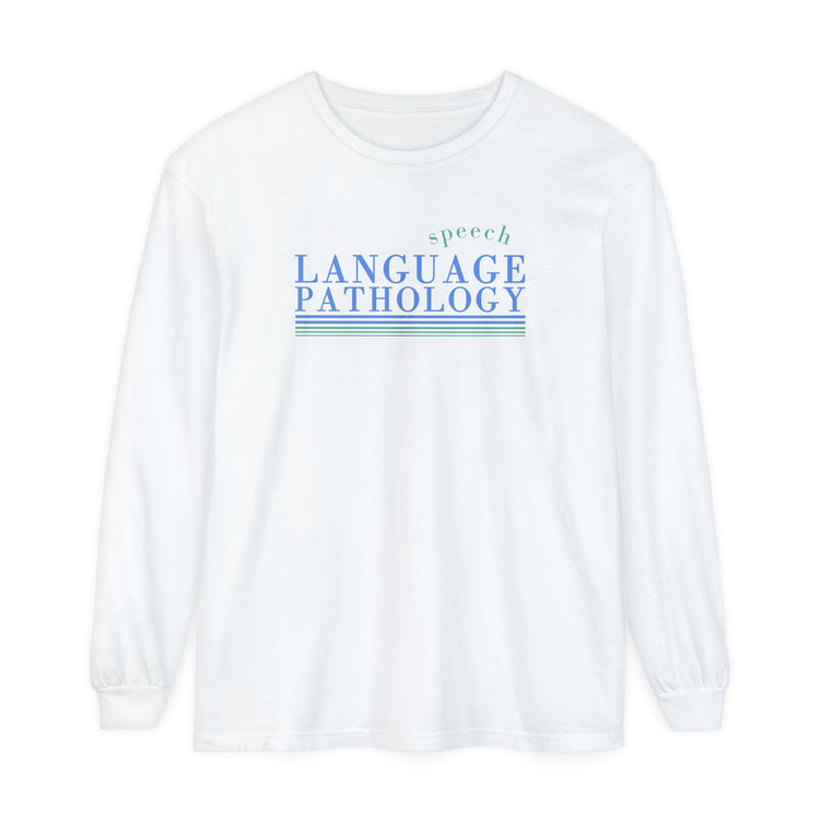 speech language pathology lines blue comfort colors long sleeve tee