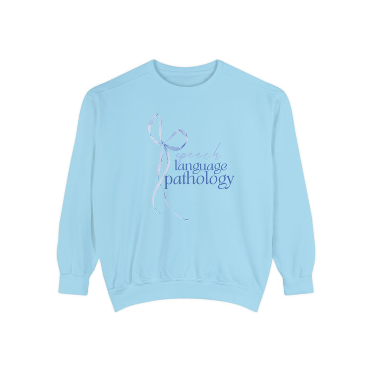 blue bow speech language pathology comfort colors crewneck
