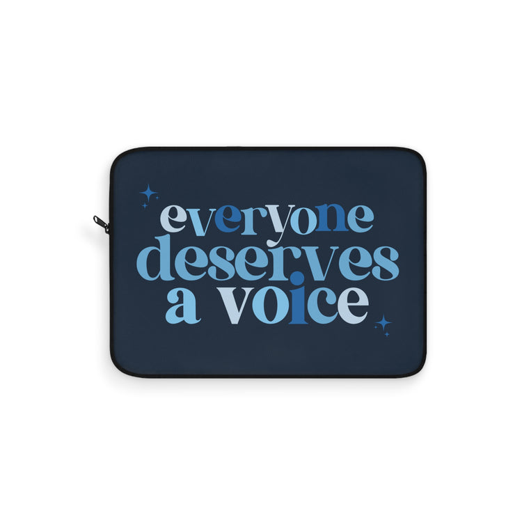 blue everyone deserves a voice laptop sleeve