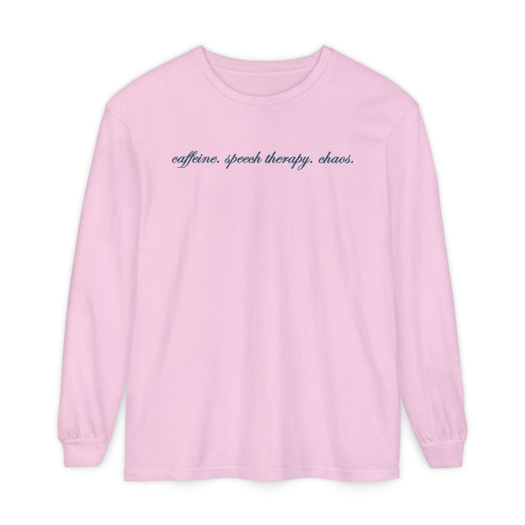 caffeine speech chaos long sleeve tee