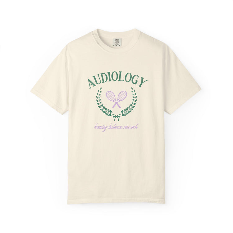 audiology tennis crest comfort colors tee
