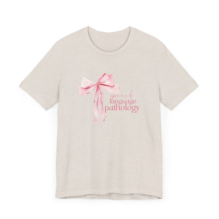 pink bow speech language pathology short sleeve tee