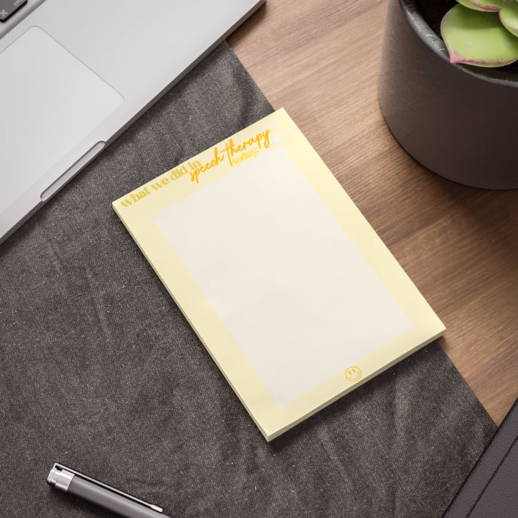 "what we did in speech today" yellow 4X6 Post-it® Note Pads