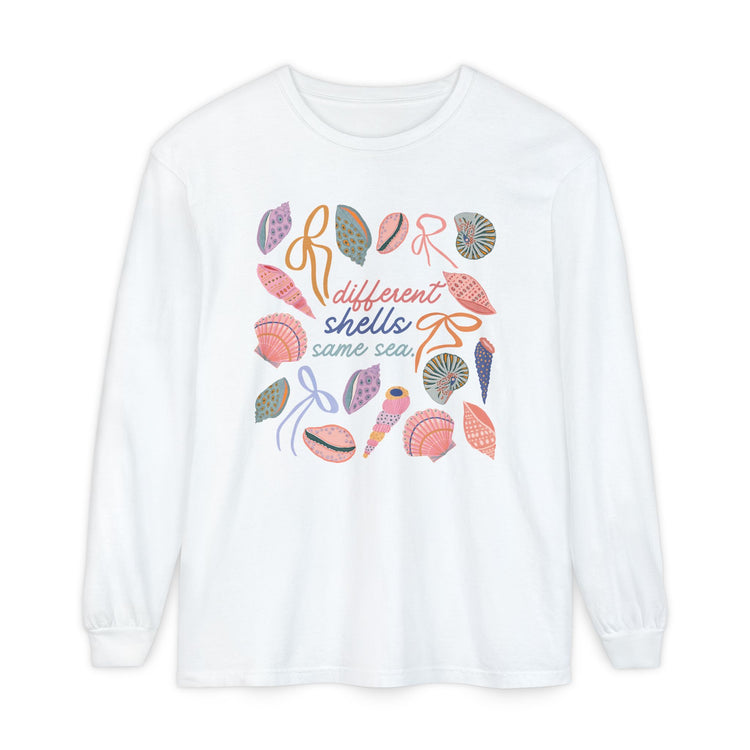 different shells, same sea comfort colors long sleeve tee