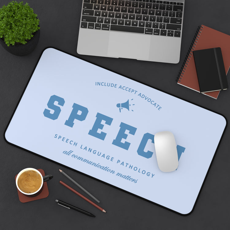 blue speech varsity desk mat