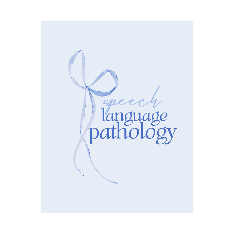 blue bow speech language pathology wall poster