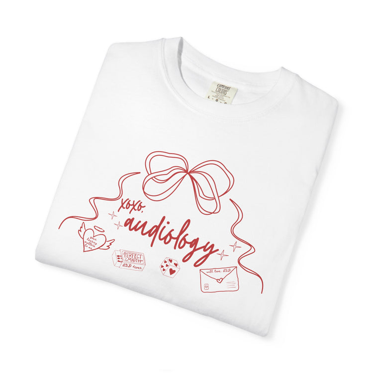 xoxo audiology bow comfort colors tee