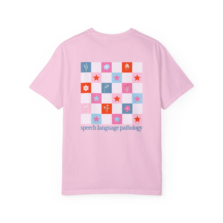 bloom in speech flowers comfort colors tee