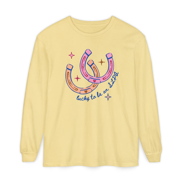 horseshoe lucky to be an SLPA long sleeve tee