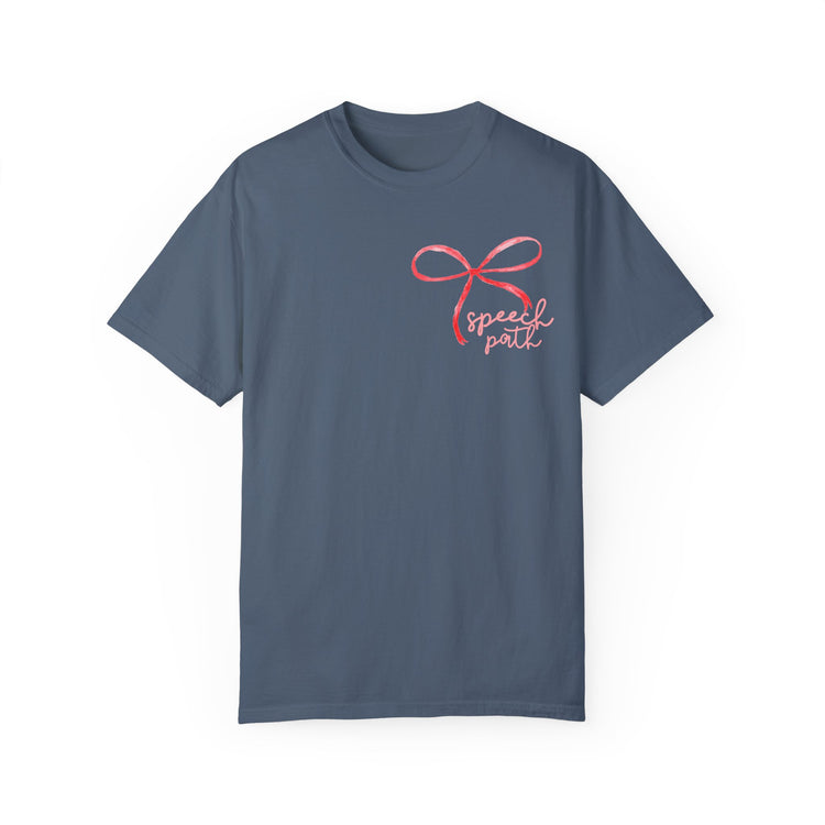 everyone deserves a voice red bow comfort colors tee