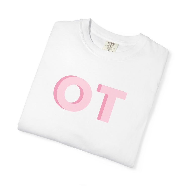 pink block OT comfort colors tee