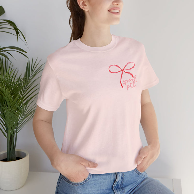 everyone deserves a voice red bow short sleeve tee