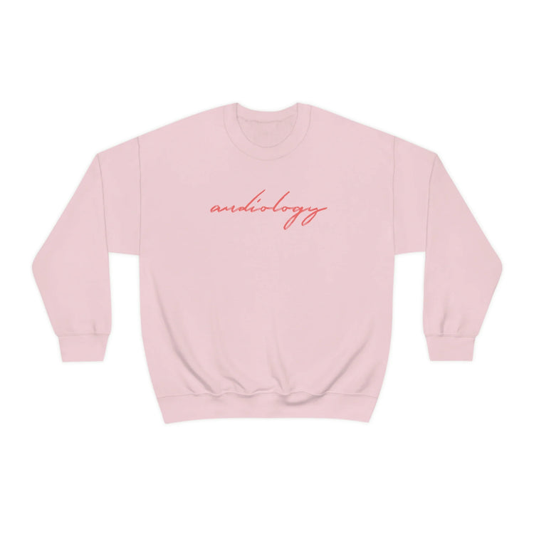 pink cursive audiology crewneck (sample sale)