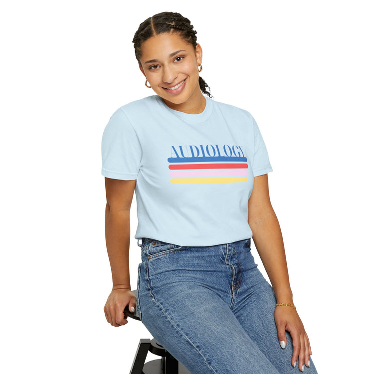colorful lines audiology comfort colors tee