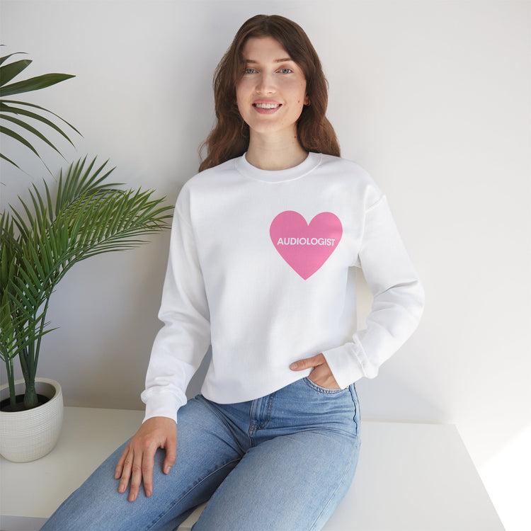 pink heart audiology crewneck