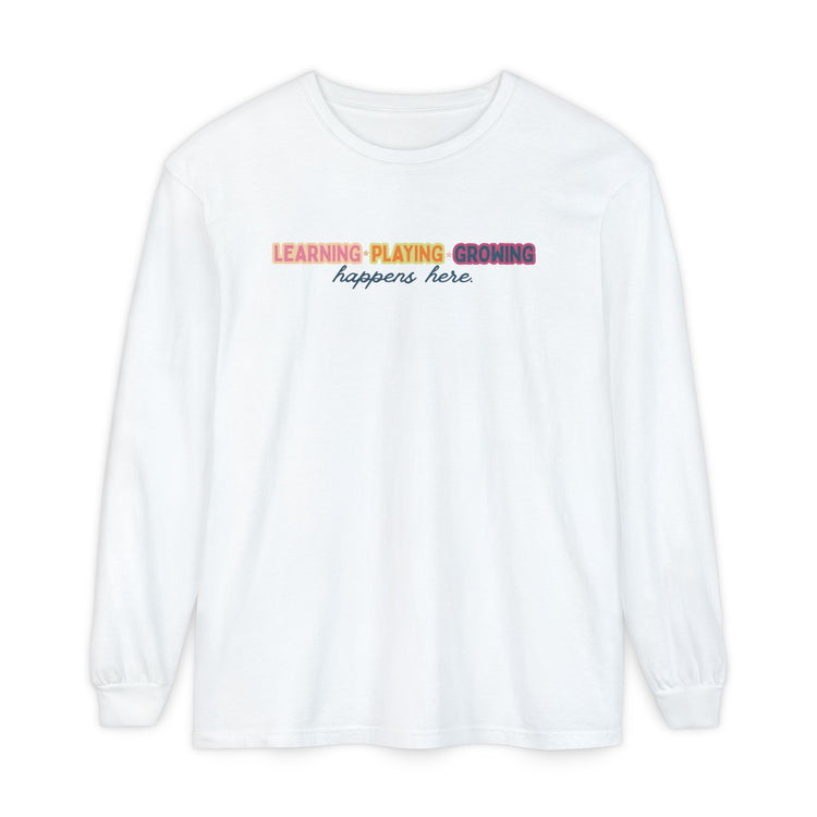 learning playing growing long sleeve tee