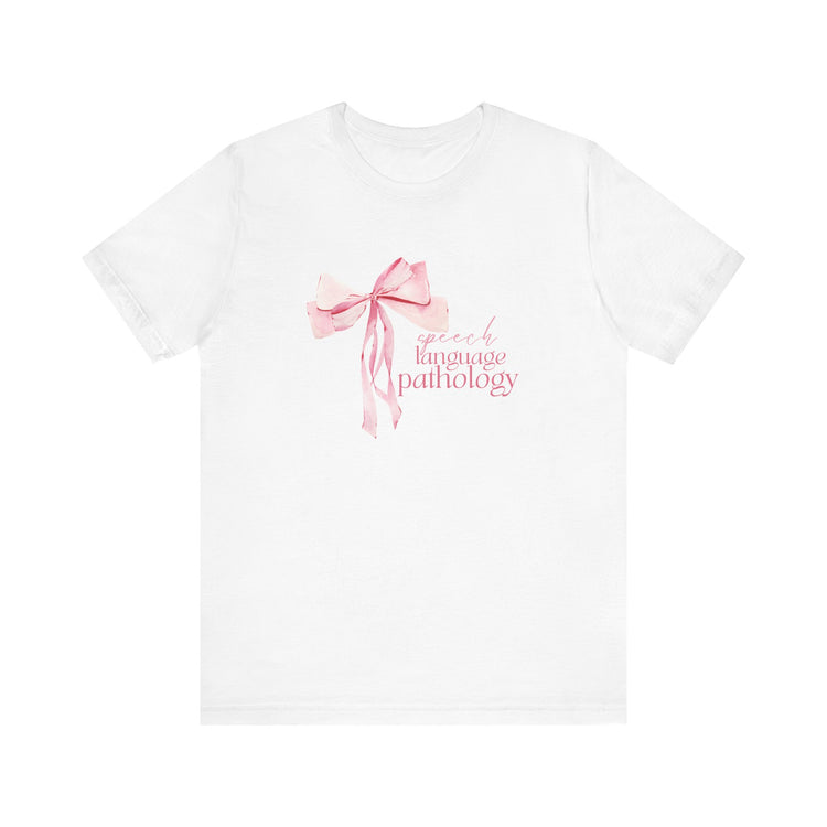 pink bow speech language pathology short sleeve tee