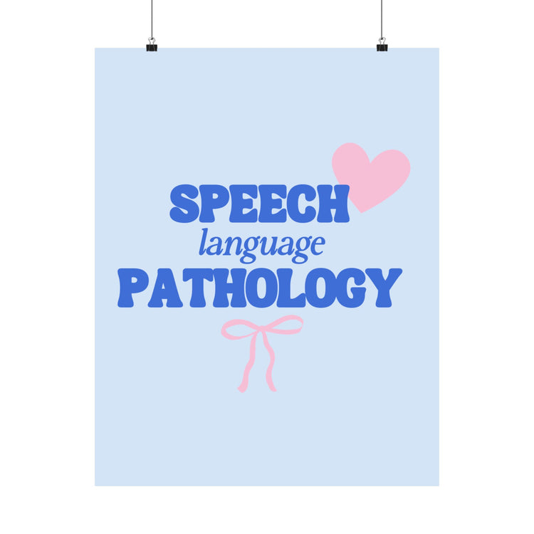 speech language pathology hearts + bow wall poster