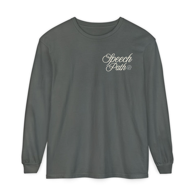 speech path high tides front/back comfort colors long sleeve tee