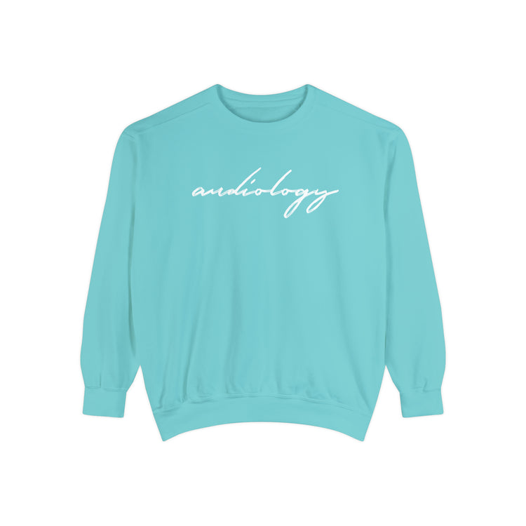 audiology cursive simple comfort colors crewneck