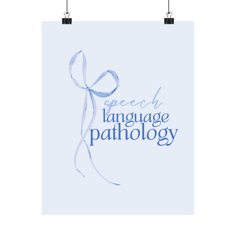 blue bow speech language pathology wall poster