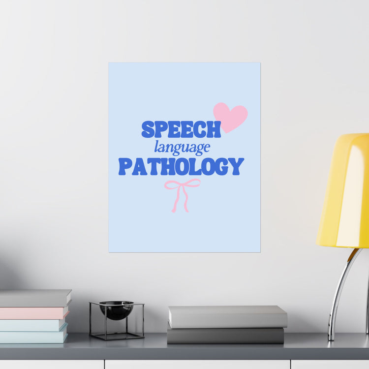 speech language pathology hearts + bow wall poster