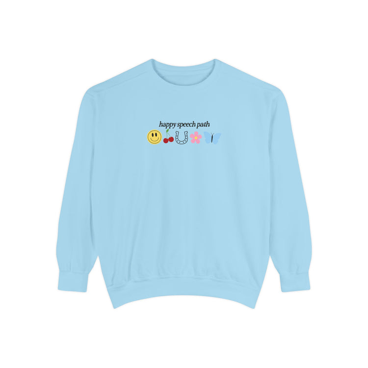 happy speech path comfort colors crewneck