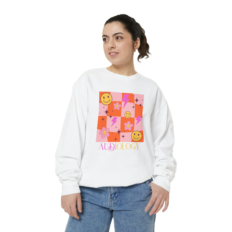 smiley disco audiology comfort colors crewneck