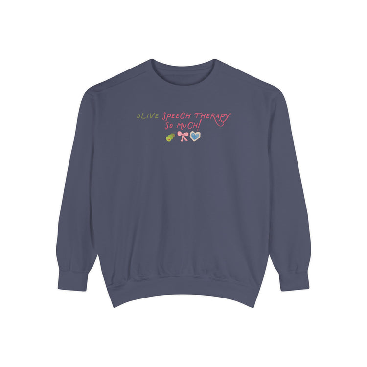 olive speech therapy! comfort colors crewneck