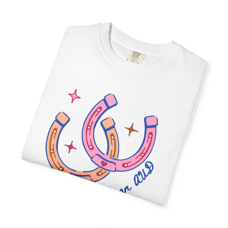 lucky to be an AUD horseshoe comfort colors tee