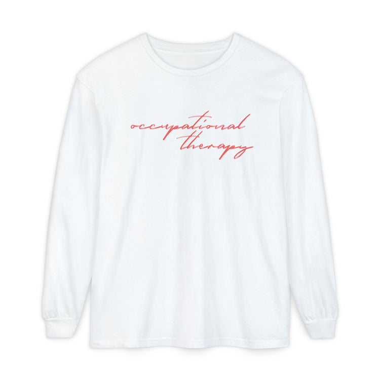 OT red cursive comfort colors long sleeve tee