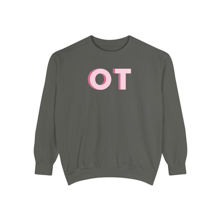 pink block OT comfort colors crewneck