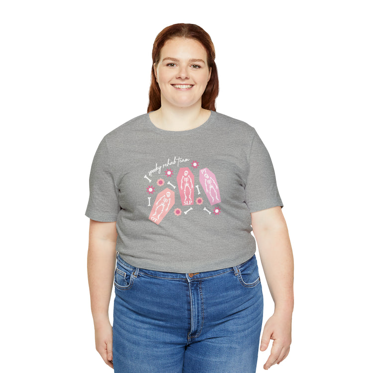 spooky rehab team skeleton bones short sleeve tee