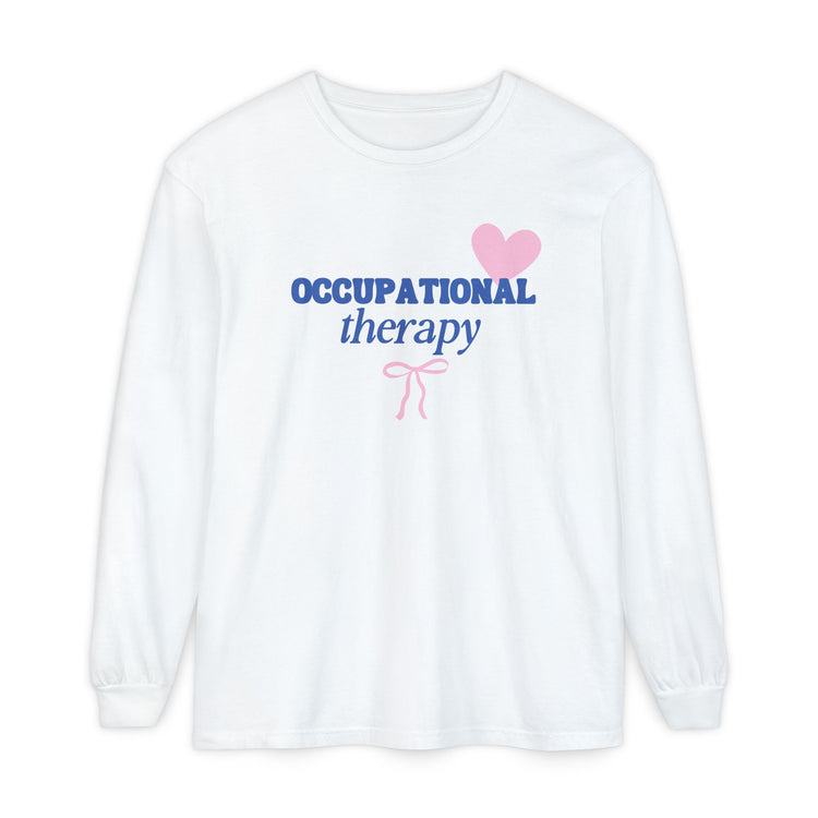 OT heart + bow comfort colors long sleeve tee