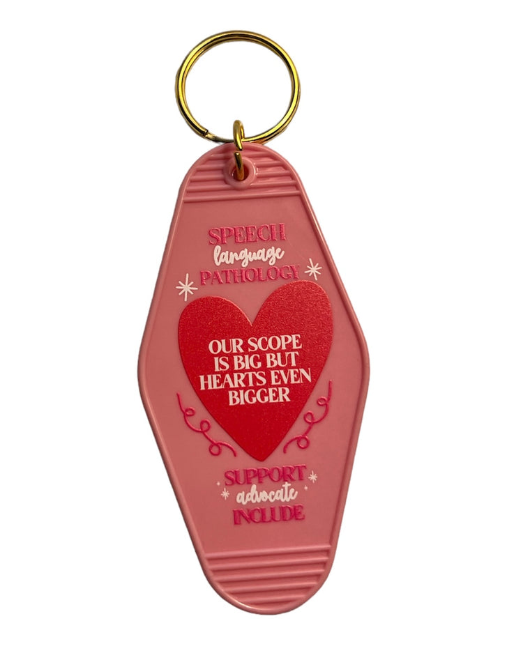 SLP pink hotel keychain