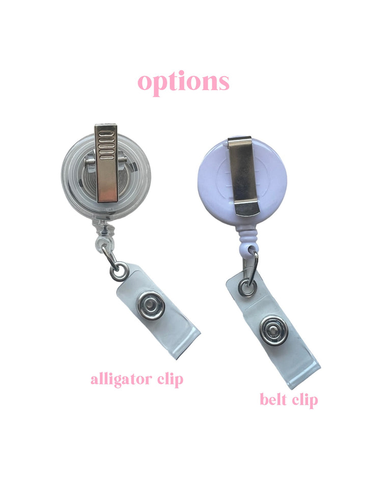 blue bow speech pathology badge reel