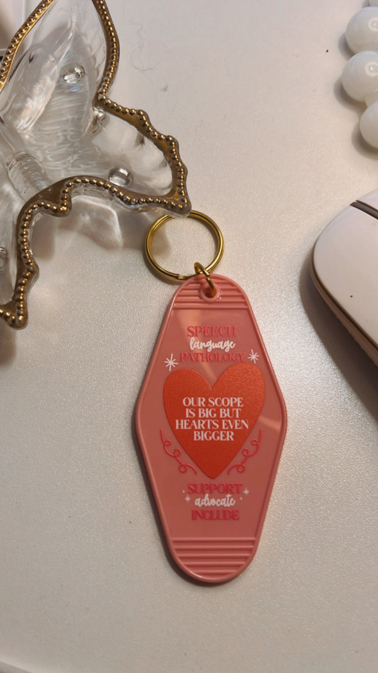 SLP pink hotel keychain