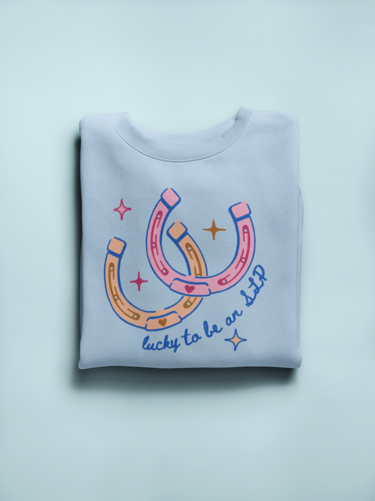 horseshoe lucky to be an SLP crewneck