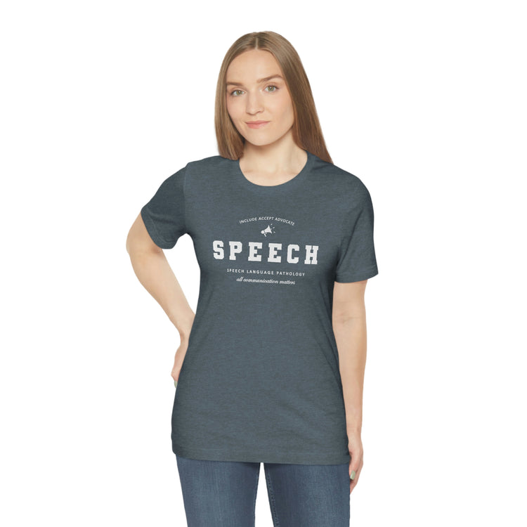 SPEECH varsity simple short sleeve tee