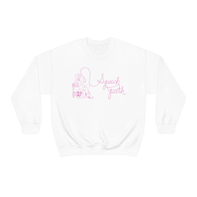 cowgirl rope speech path pink crewneck