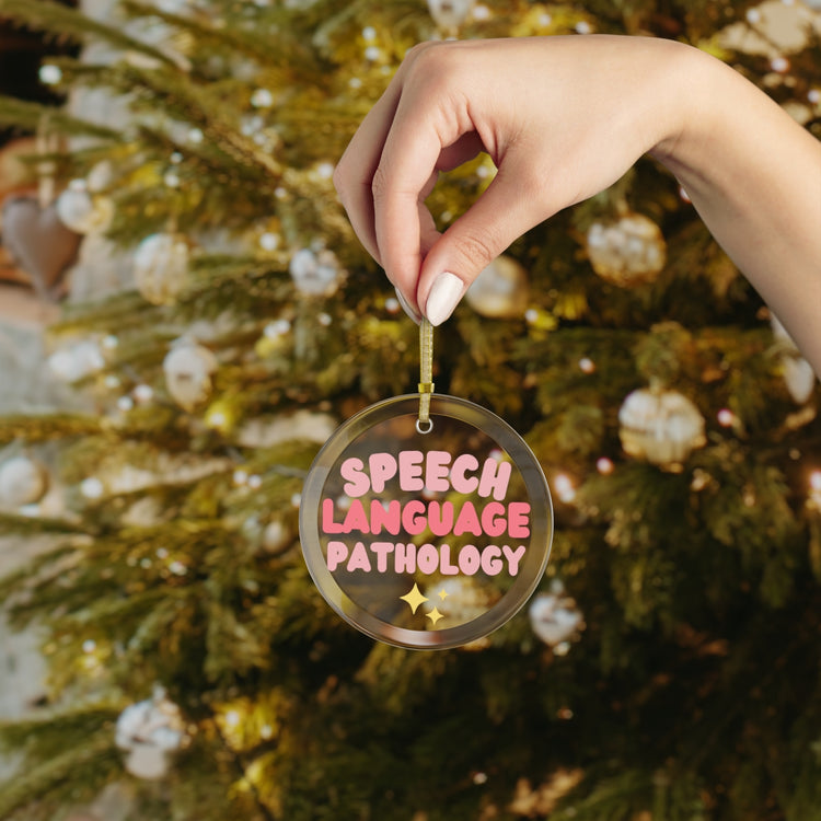 speech language pathology pink glass ornament