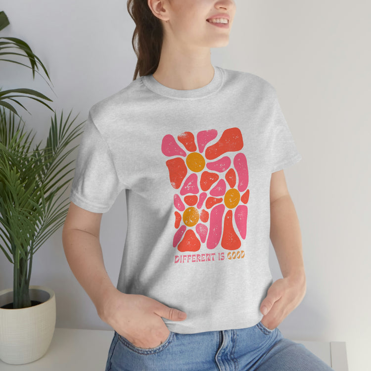 retro flower different is good short sleeve tee