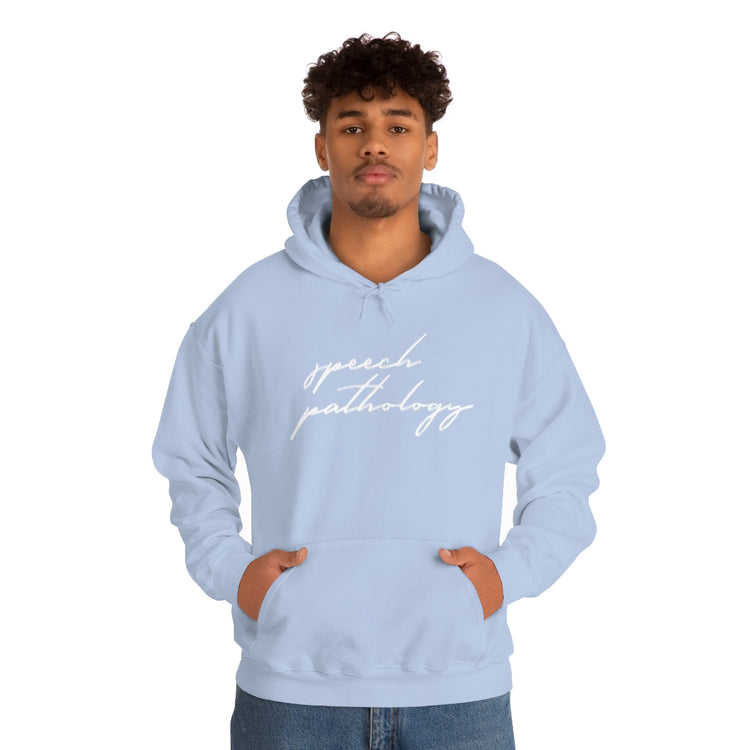 speech pathology cursive blue hoodie