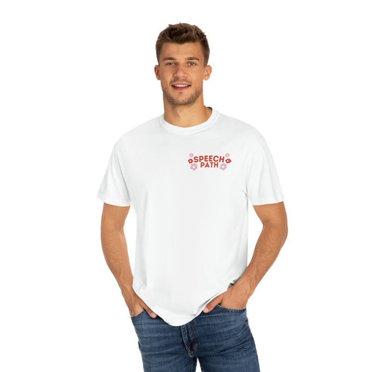 speech path retro flower comfort colors tee